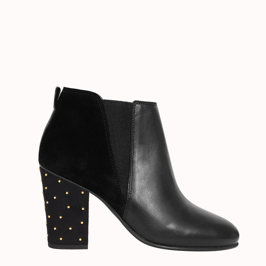 Bottines bi-matière à talon - Noir